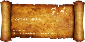 Forrai Antal névjegykártya